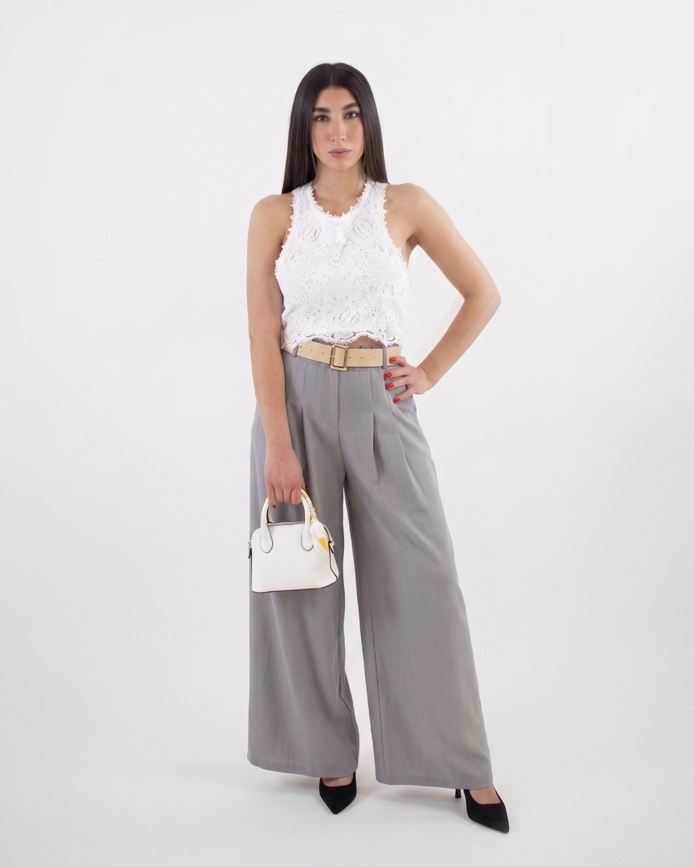 Pantalone palazzo donna con cintura