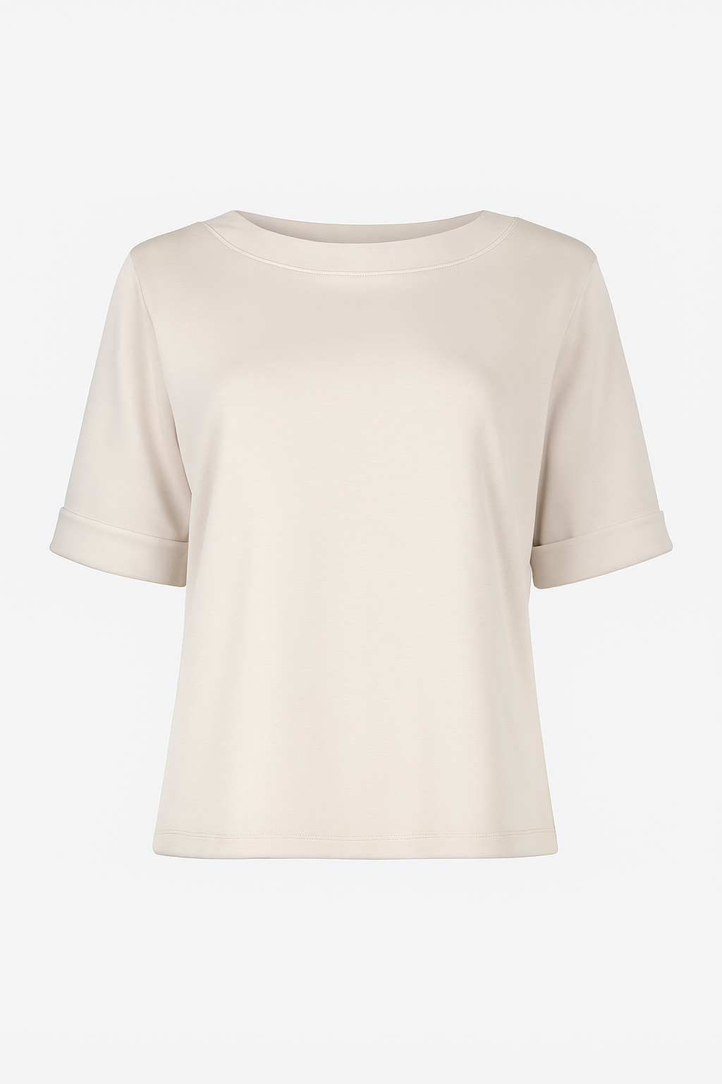 Maglia girocollo con manica 3/4 con risvolto