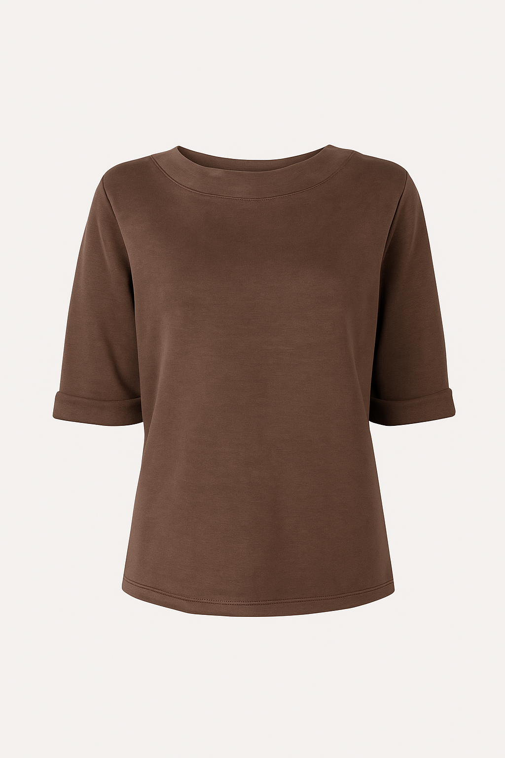 Maglia girocollo con manica 3/4 con risvolto