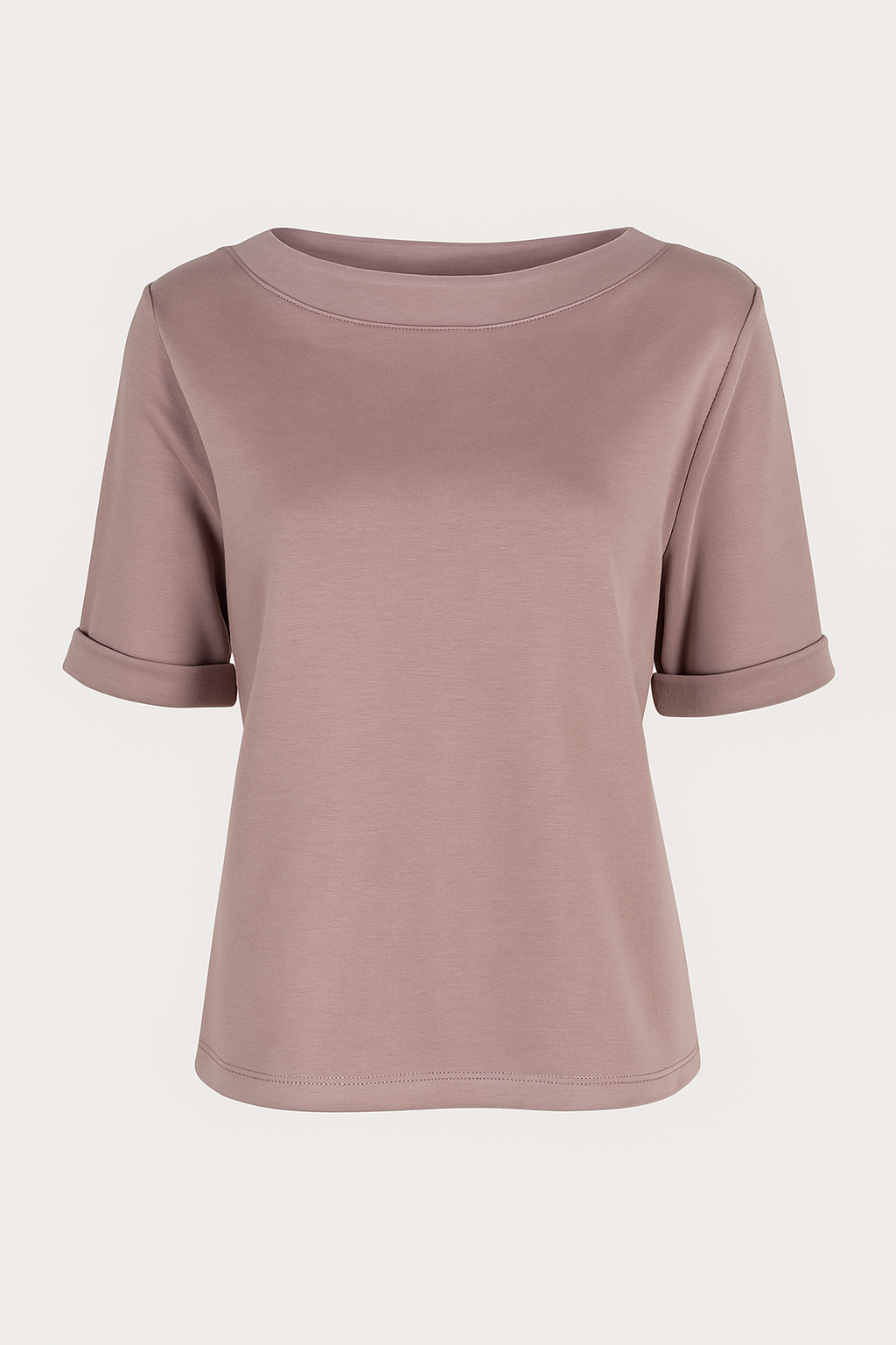 Maglia girocollo con manica 3/4 con risvolto