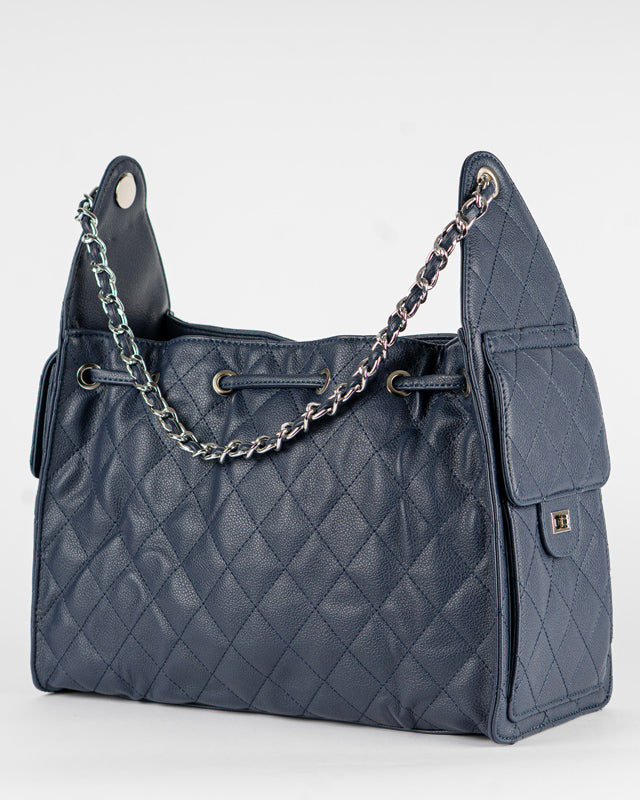 Borsa trapuntata con tasche laterali