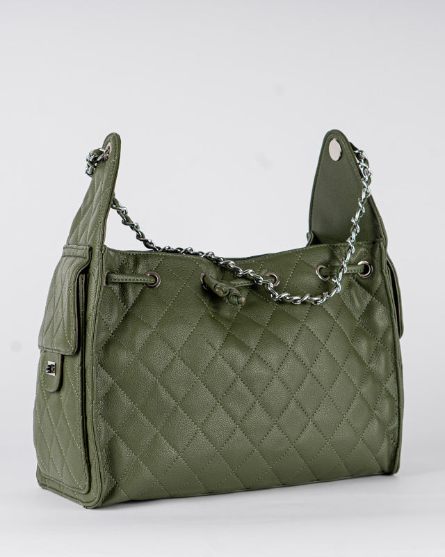 Borsa trapuntata con tasche laterali