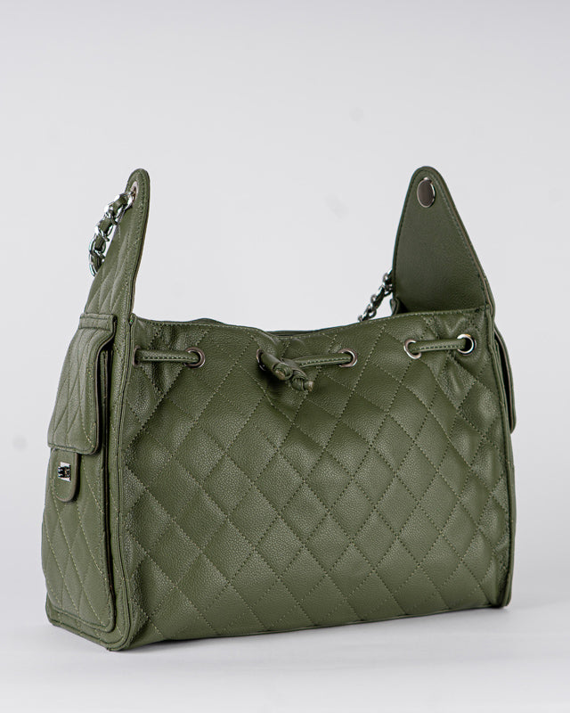 Borsa trapuntata con tasche laterali