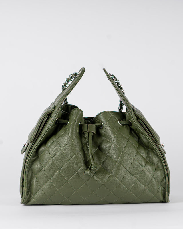 Borsa trapuntata con tasche laterali