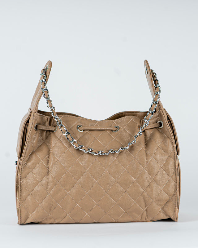 Borsa trapuntata con tasche laterali