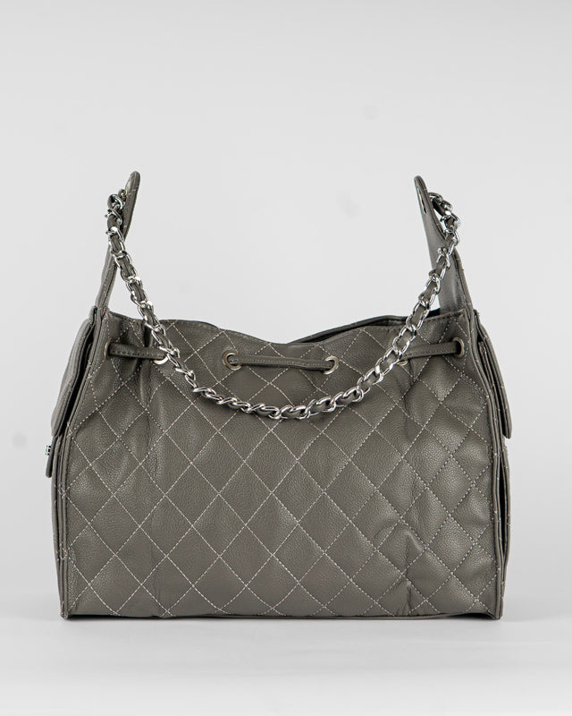 Borsa trapuntata con tasche laterali