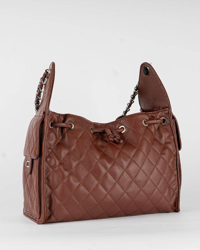 Borsa trapuntata con tasche laterali