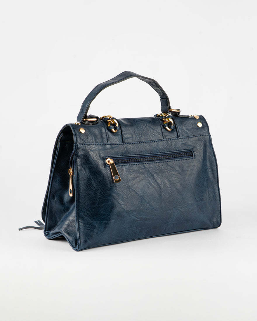 Borsa quadrata con borchie e frangie