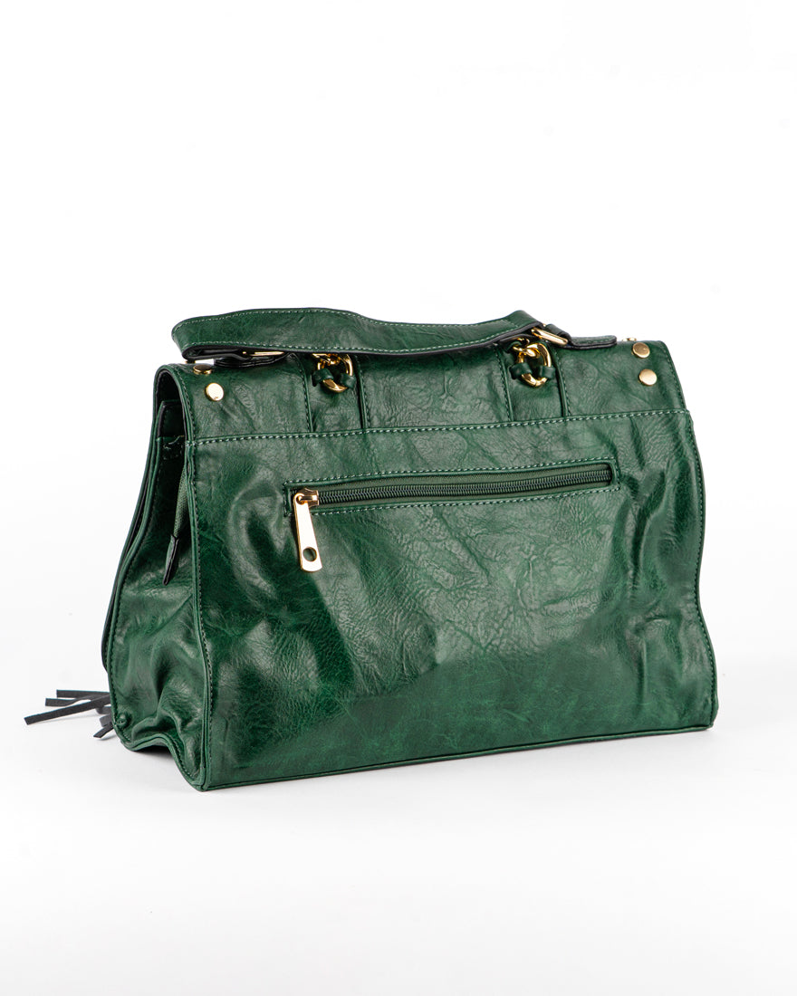 Borsa quadrata con borchie e frangie