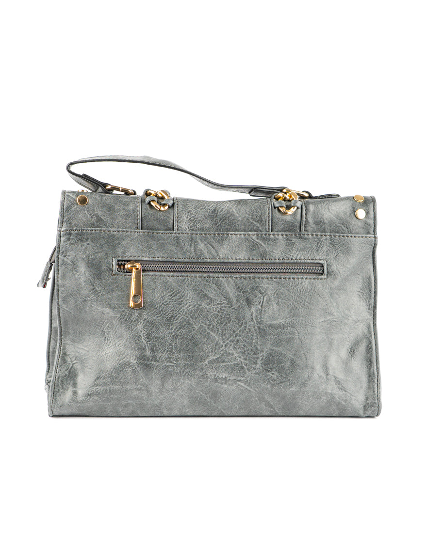 Borsa quadrata con borchie e frangie