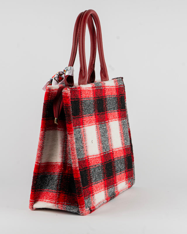 Borsa fantasia quadri con foulard