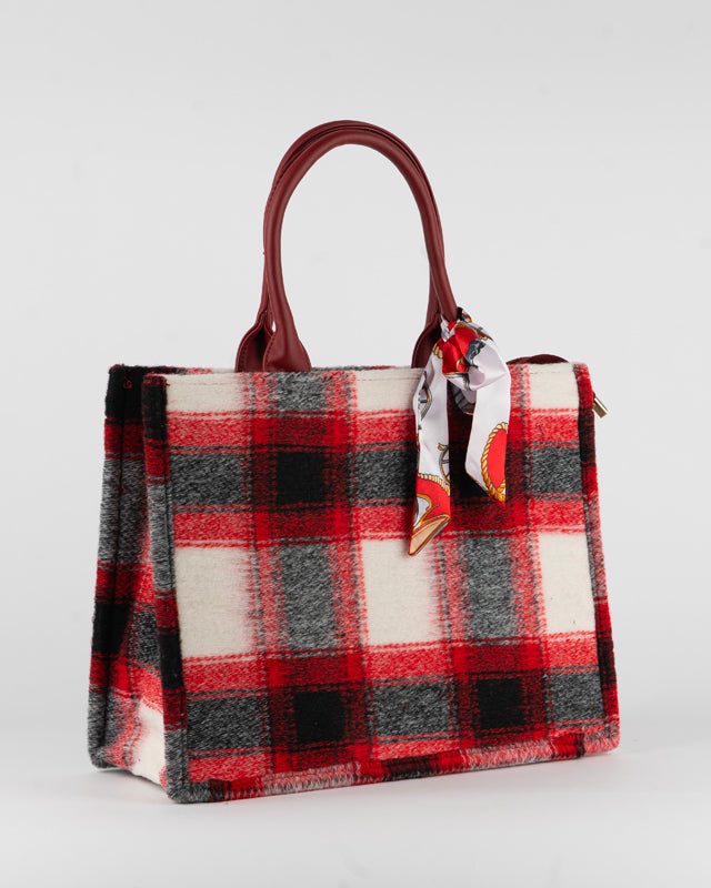 Borsa fantasia quadri con foulard