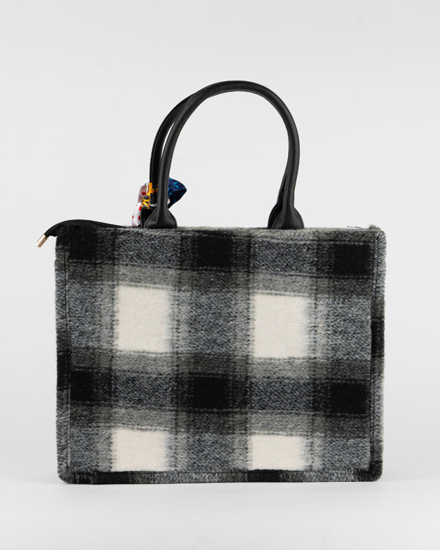 Borsa fantasia quadri con foulard