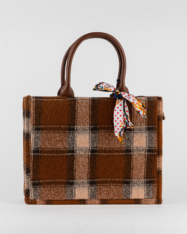 Borsa fantasia quadri con foulard