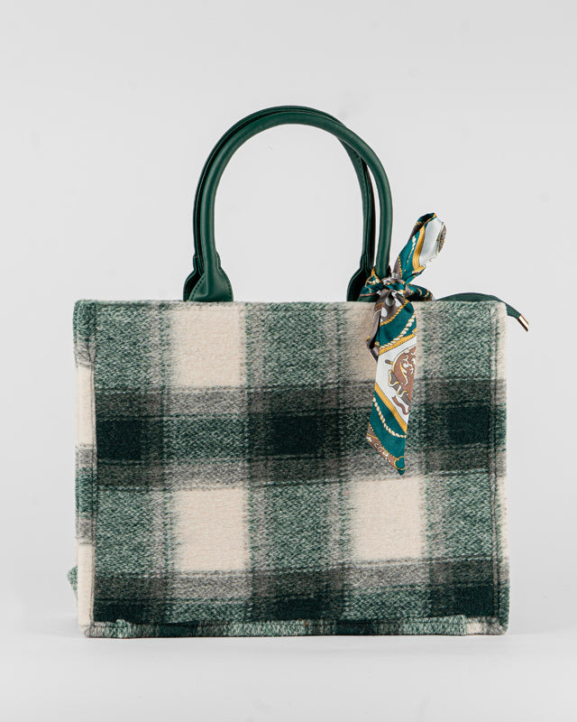 Borsa fantasia quadri con foulard