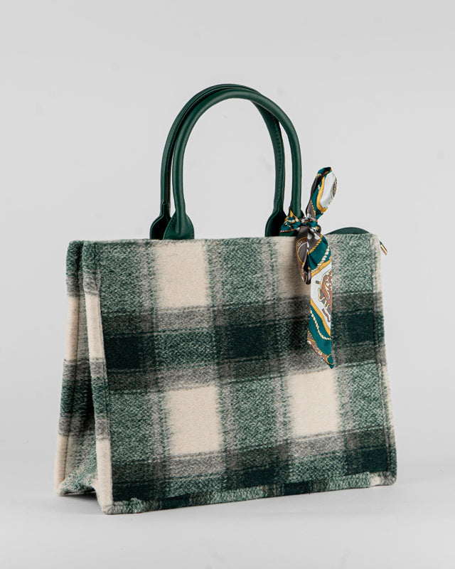 Borsa fantasia quadri con foulard