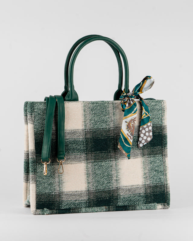 Borsa fantasia quadri con foulard