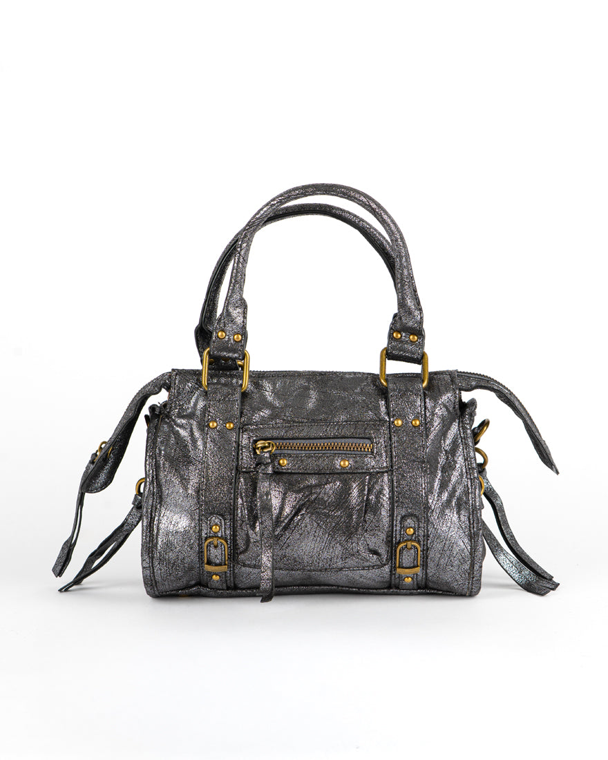 Mini bag con tracolla e accessori oro