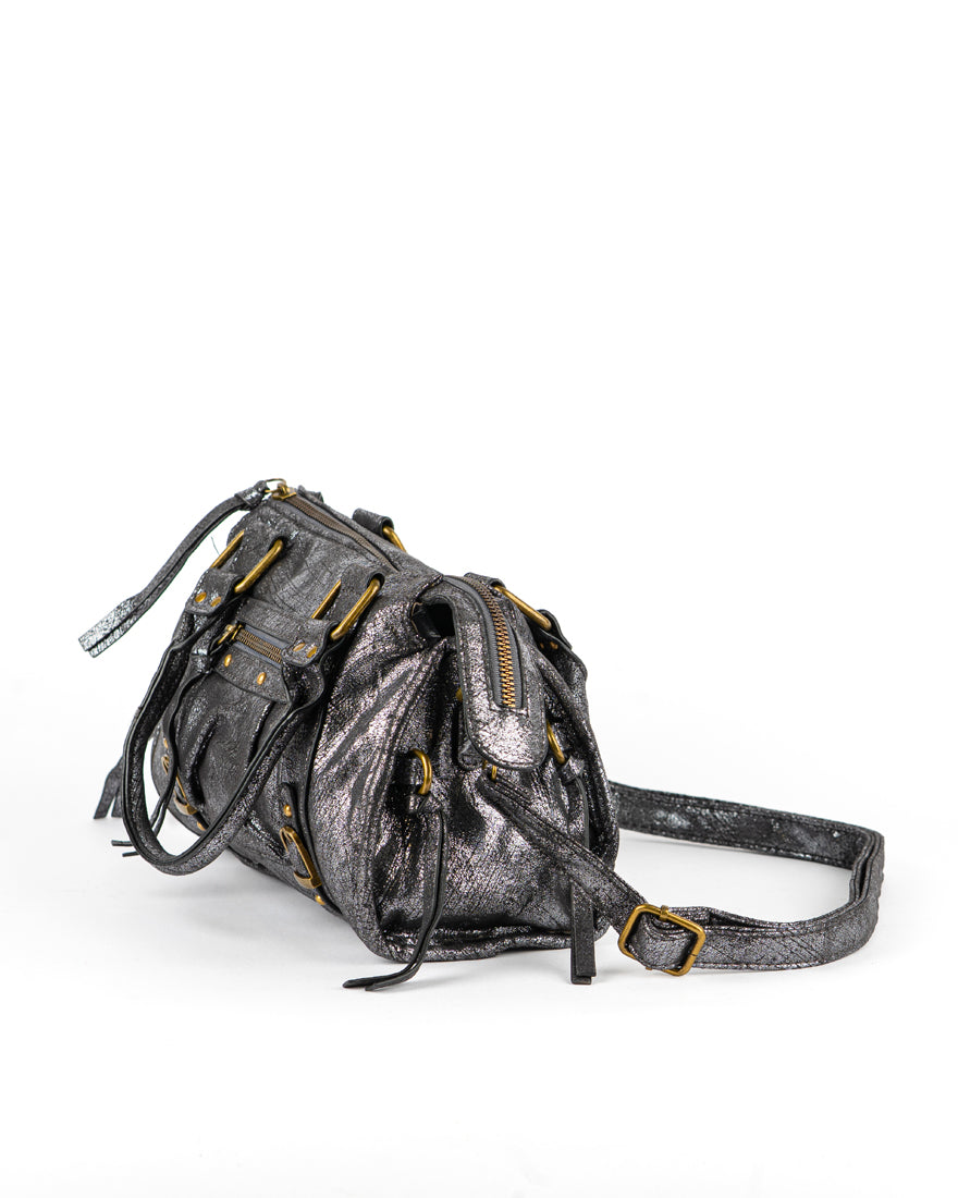 Mini bag con tracolla e accessori oro