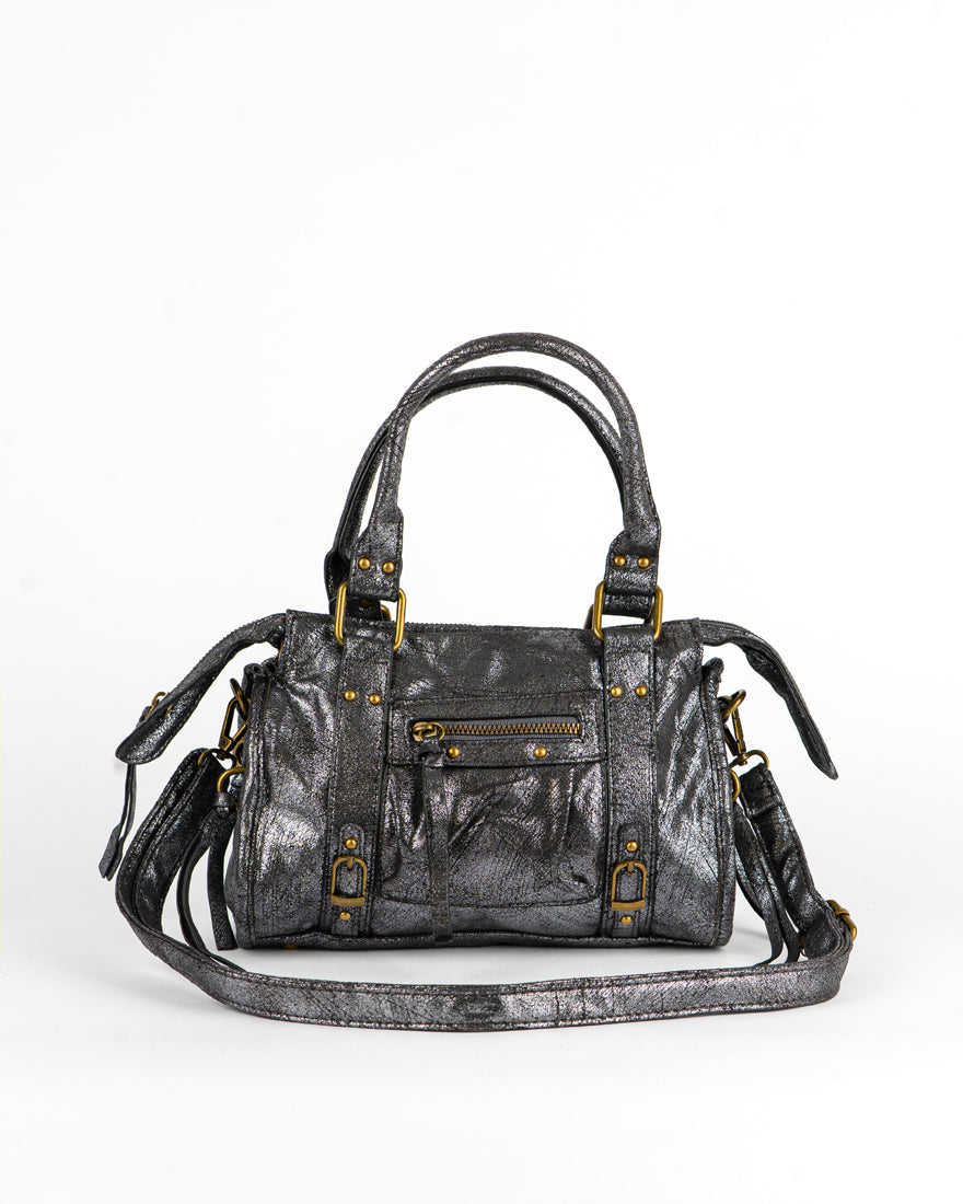 Mini bag con tracolla e accessori oro