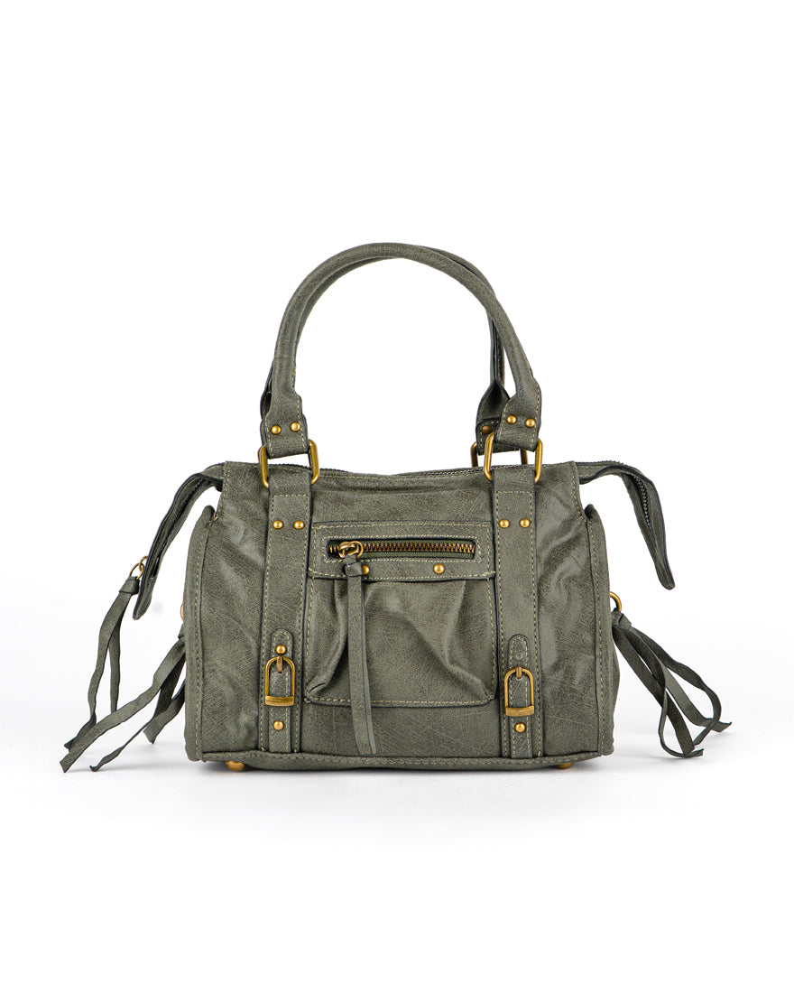 Mini bag con tracolla e accessori oro