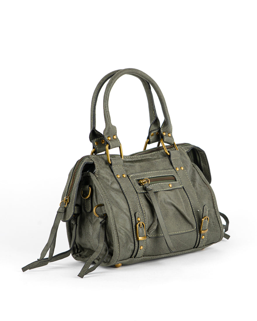 Mini bag con tracolla e accessori oro