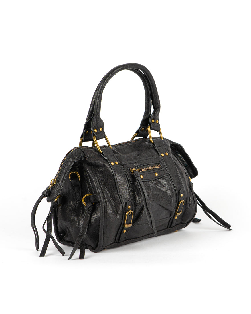 Mini bag con tracolla e accessori oro