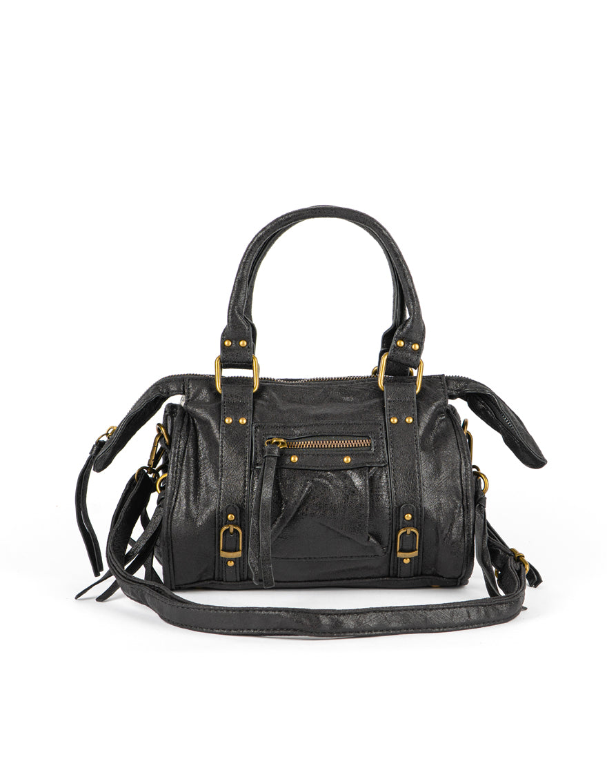 Mini bag con tracolla e accessori oro