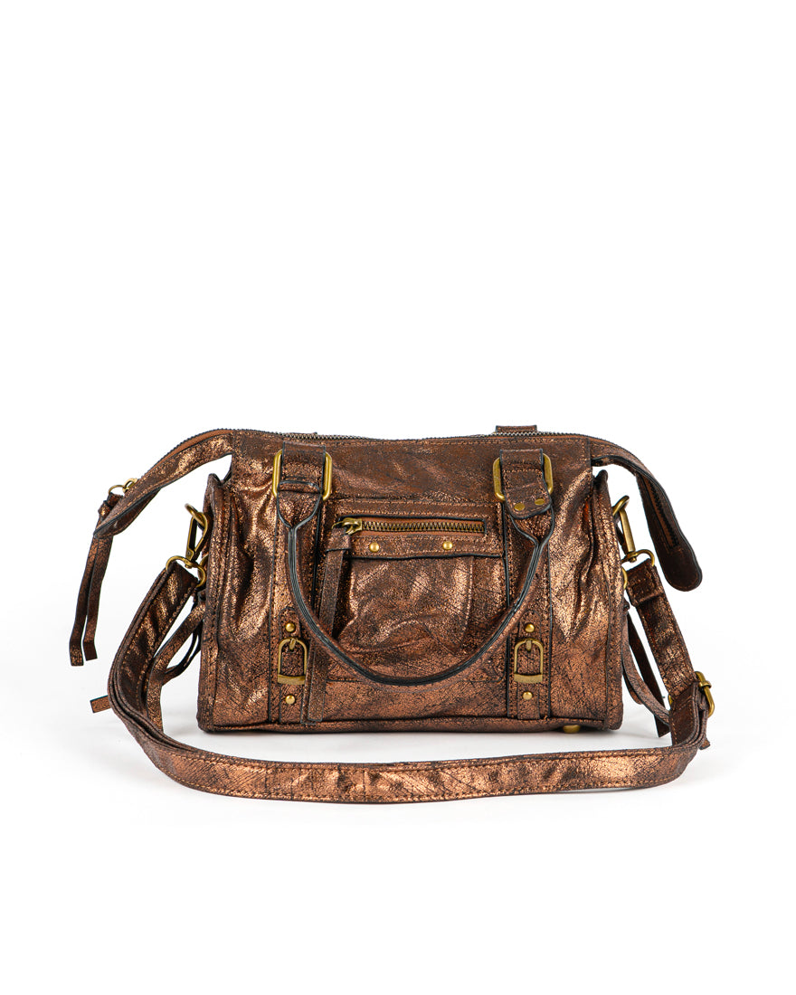 Mini bag con tracolla e accessori oro