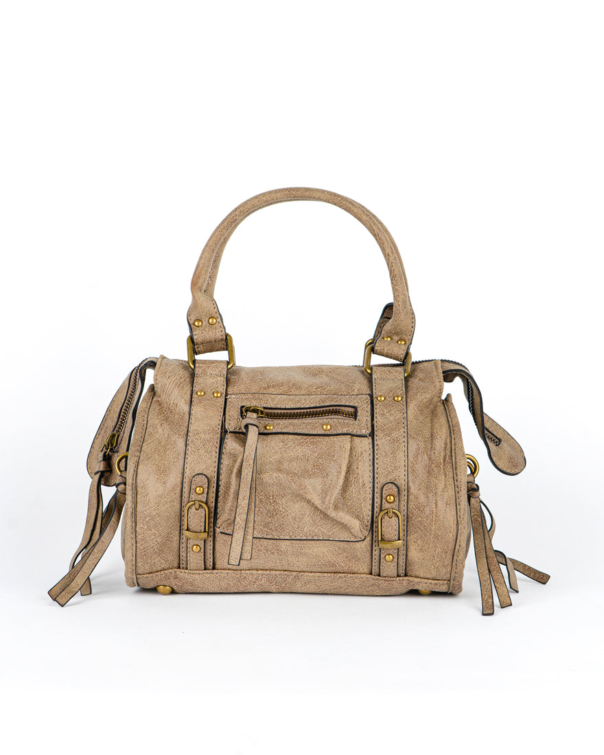 Mini bag con tracolla e accessori oro