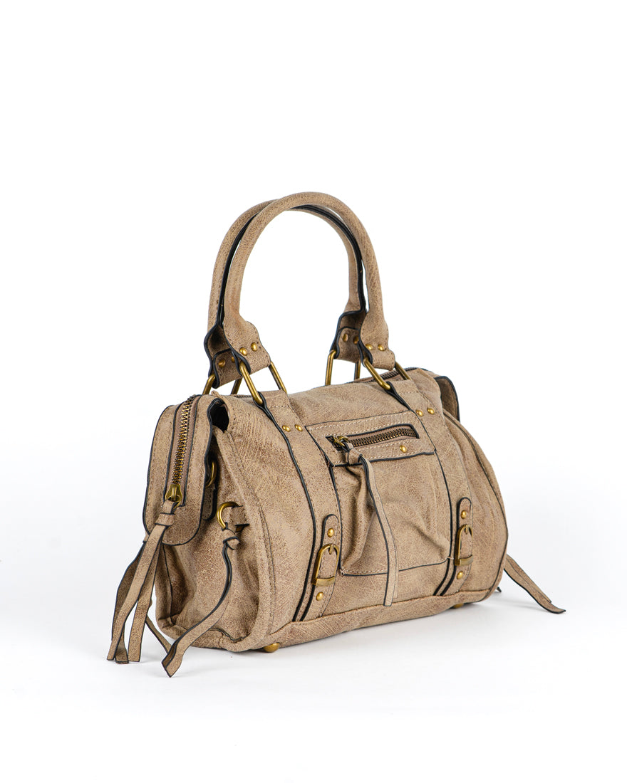 Mini bag con tracolla e accessori oro