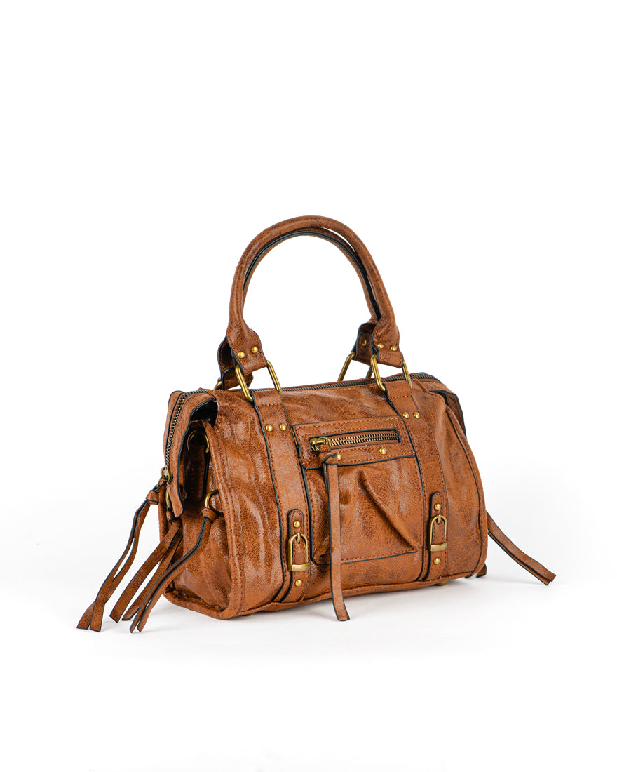 Mini bag con tracolla e accessori oro