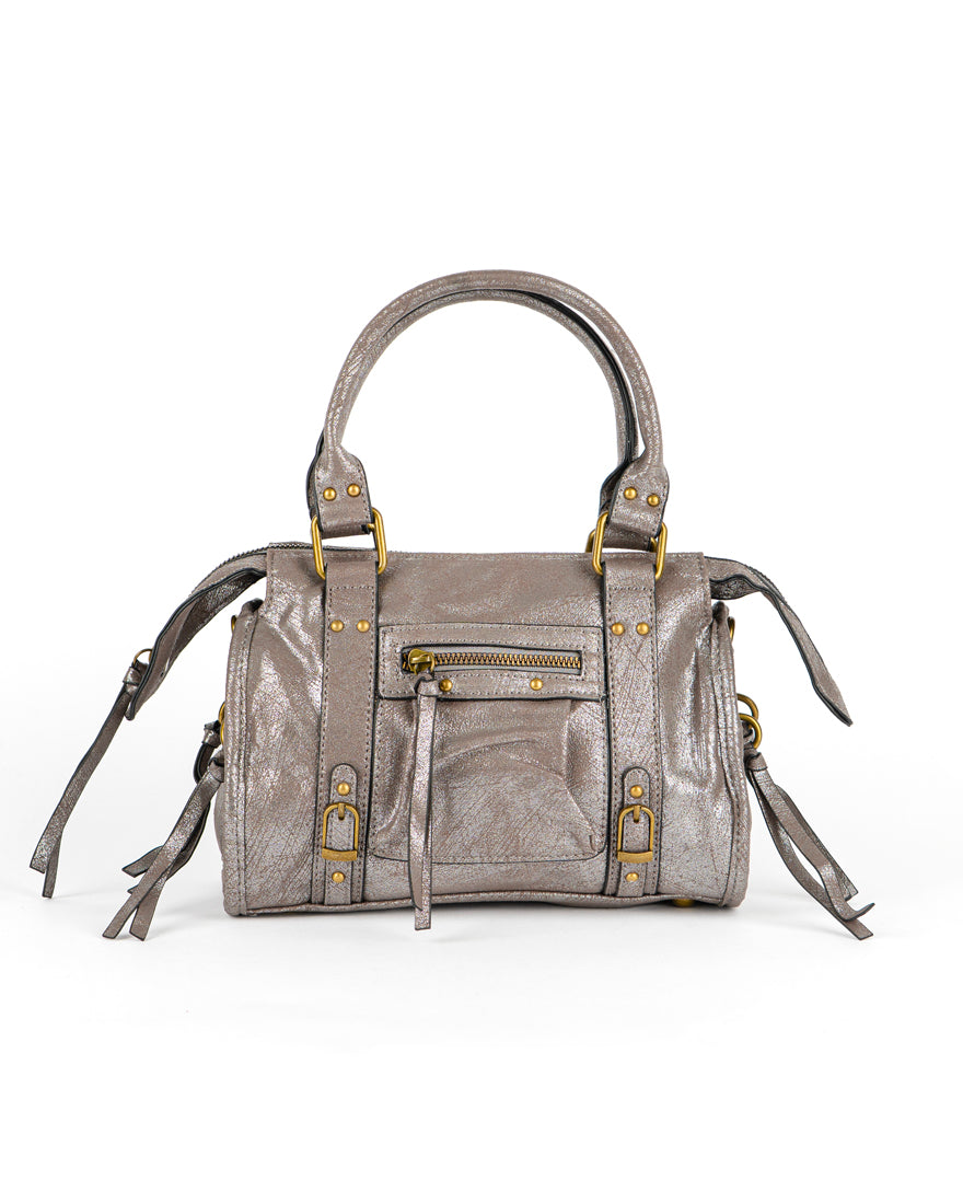 Mini bag con tracolla e accessori oro