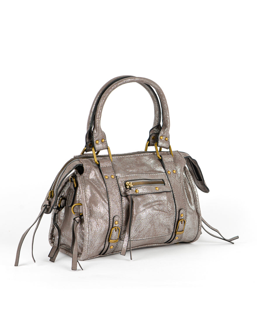 Mini bag con tracolla e accessori oro