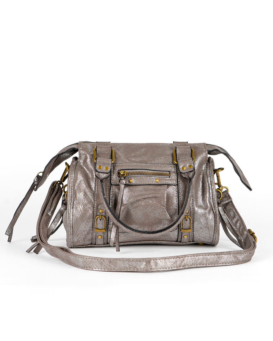 Mini bag con tracolla e accessori oro