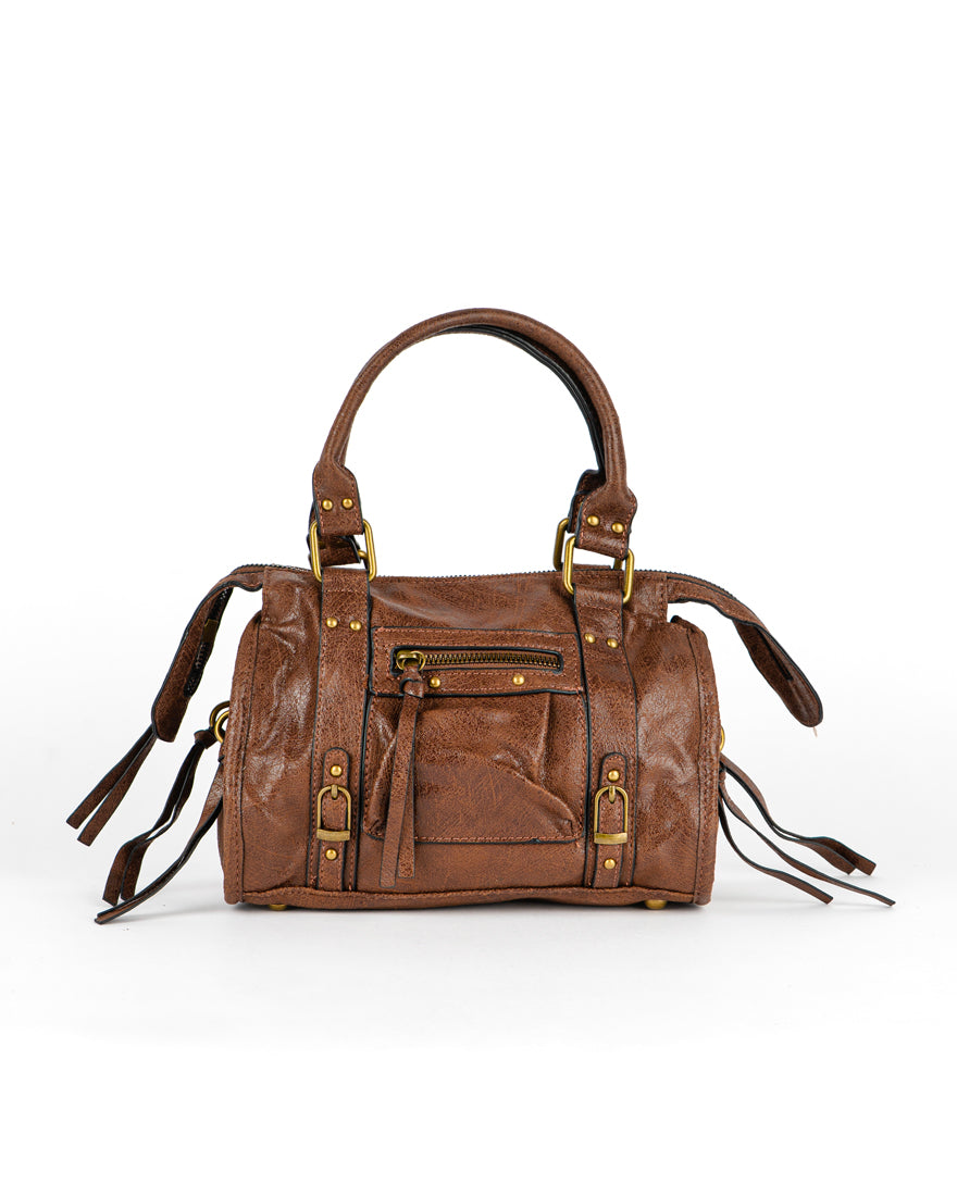 Mini bag con tracolla e accessori oro