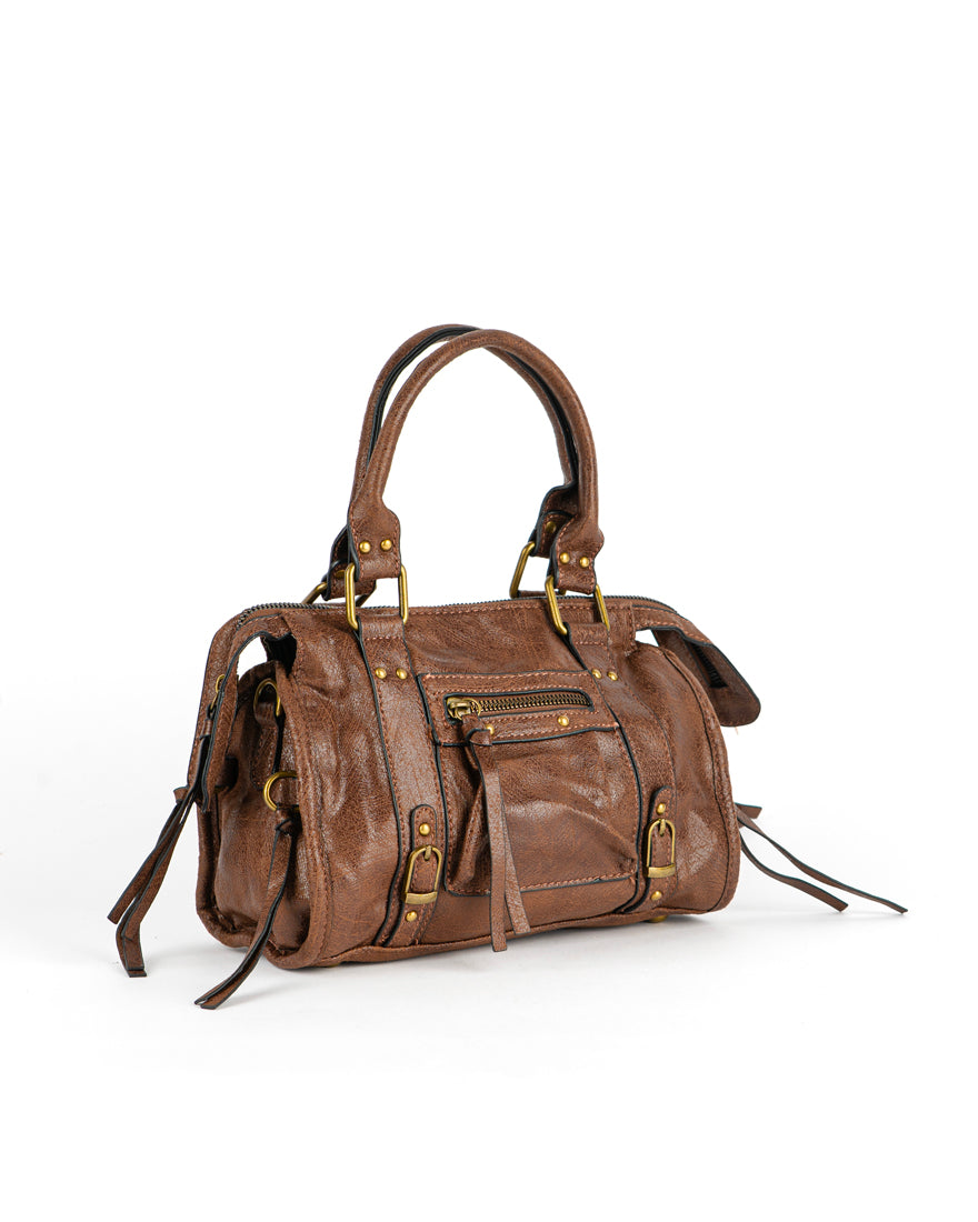 Mini bag con tracolla e accessori oro