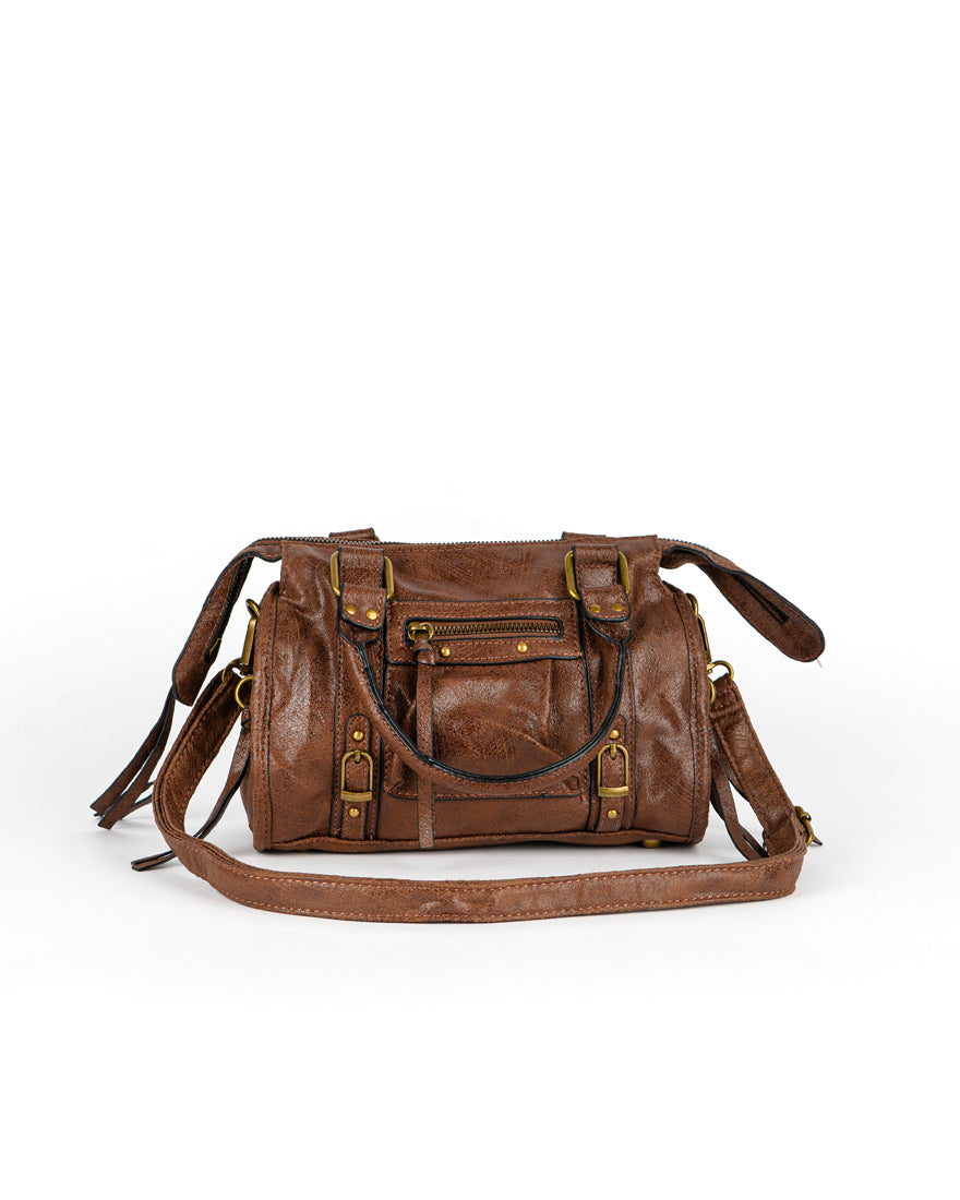 Mini bag con tracolla e accessori oro