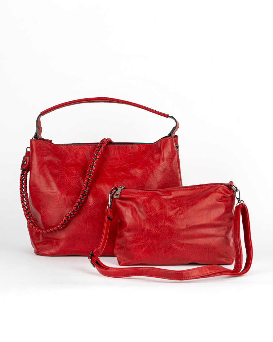 Maxi bag con intreccio + Pochette