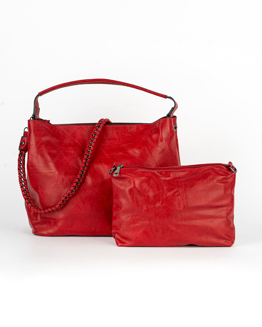 Maxi bag con intreccio + Pochette