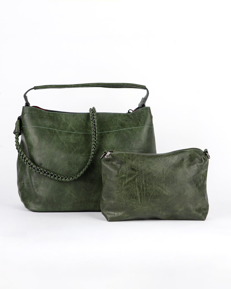 Maxi bag con intreccio + Pochette