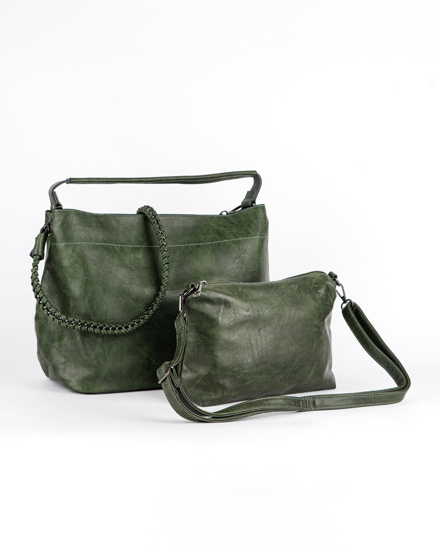 Maxi bag con intreccio + Pochette