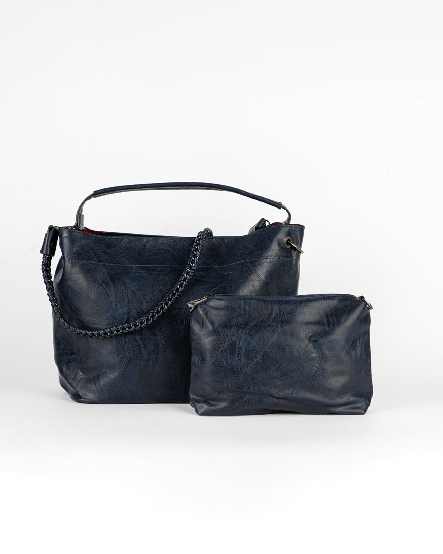 Maxi bag con intreccio + Pochette