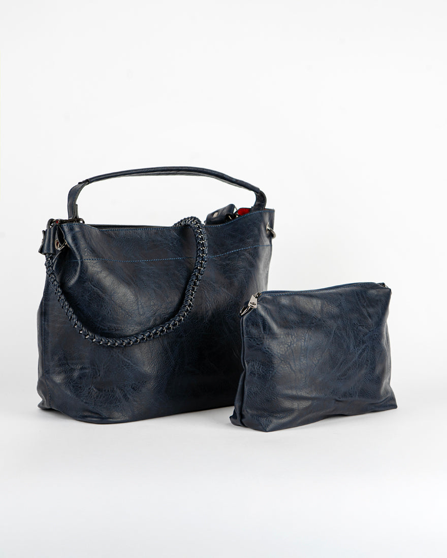 Maxi bag con intreccio + Pochette