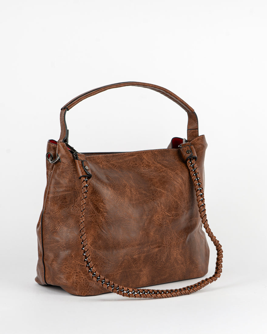 Maxi bag con intreccio + Pochette