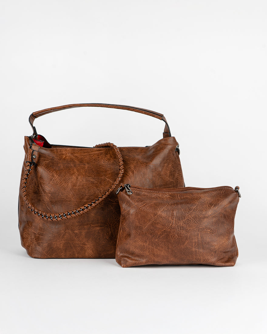 Maxi bag con intreccio + Pochette