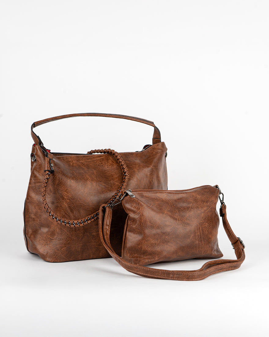 Maxi bag con intreccio + Pochette