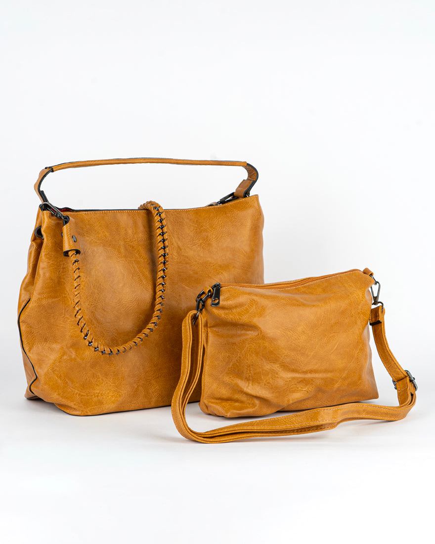 Maxi bag con intreccio + Pochette