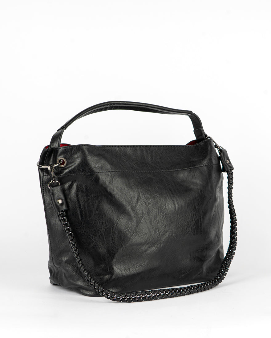 Maxi bag con intreccio + Pochette