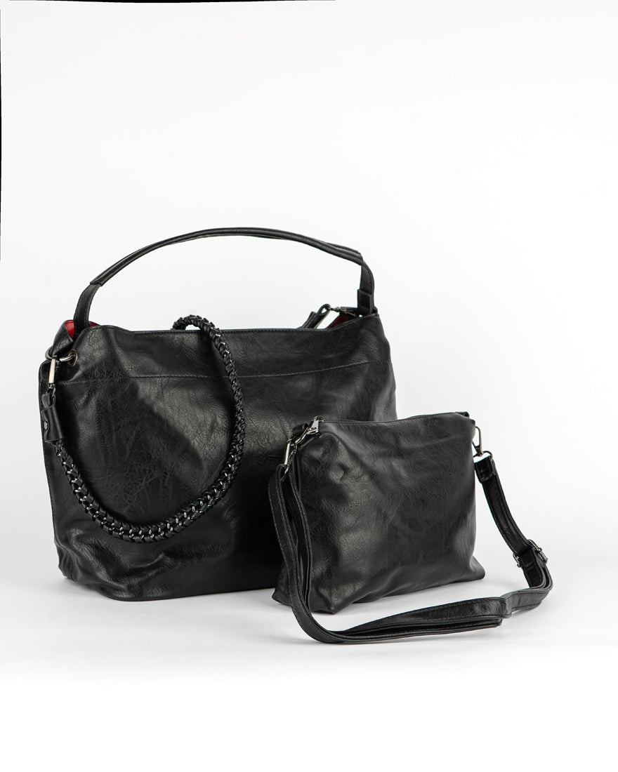 Maxi bag con intreccio + Pochette